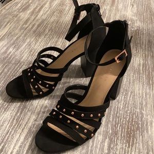 8.5 Lauren Conrad “suede” heels with ankle strap.